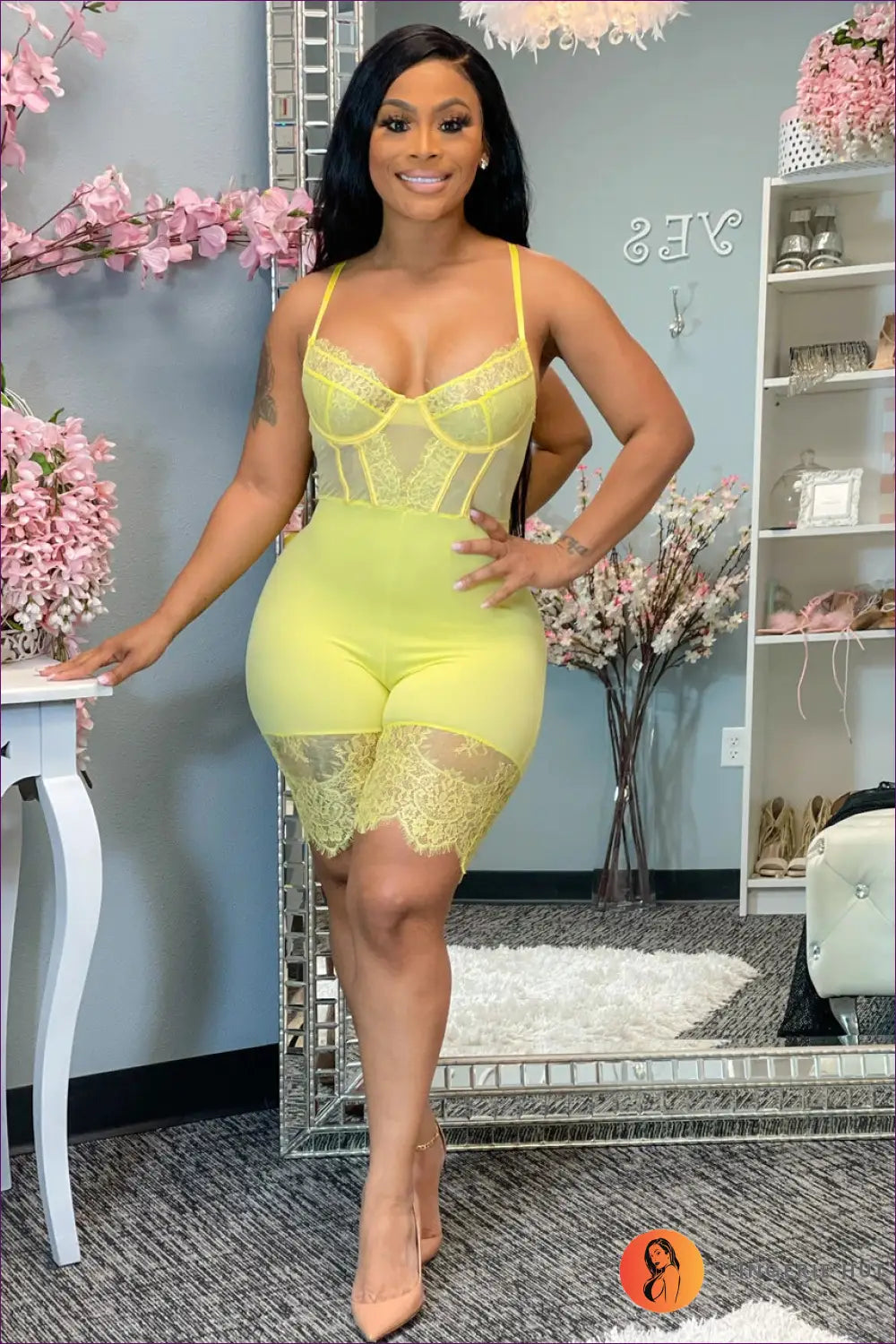 Lace Corset Jumpsuit - Effortless Glamour - Xs / Yellow - Clothing - Lingerie Hut - Bodycon • Casual • Evening Wear