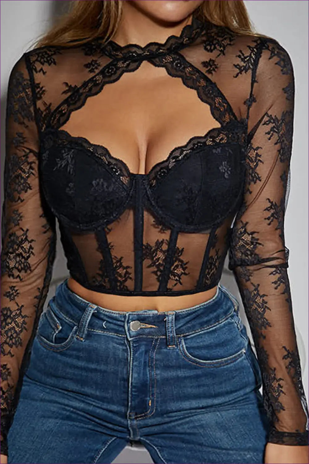 Lace Corset Top with Cutout Details - Bold but Wearable - Xs / Black - Shirts & Tops - Lingerie Hut - Autumn • Clubwear