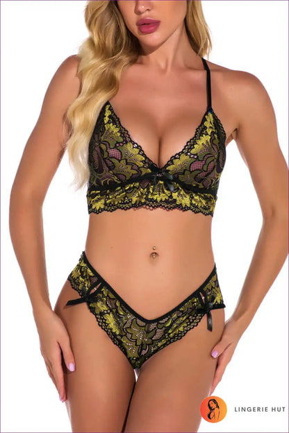 Show Off Your Unique Femininity With Our Lace Cut Out Embroidery Sheer Bra Set. Mesh Lace, Delicate Cutouts,