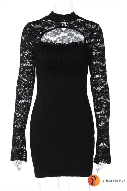 Lace Cutout Bodycon Mini Dress - Party-ready Glamour - s / Black - Dresses - All Season • Clubwear • Date Night