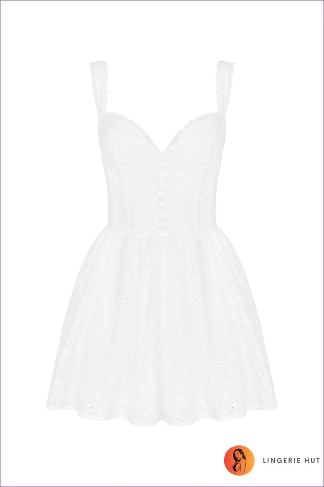 Lace Embroidered Mini A-Line Dress - Garden Party Ready