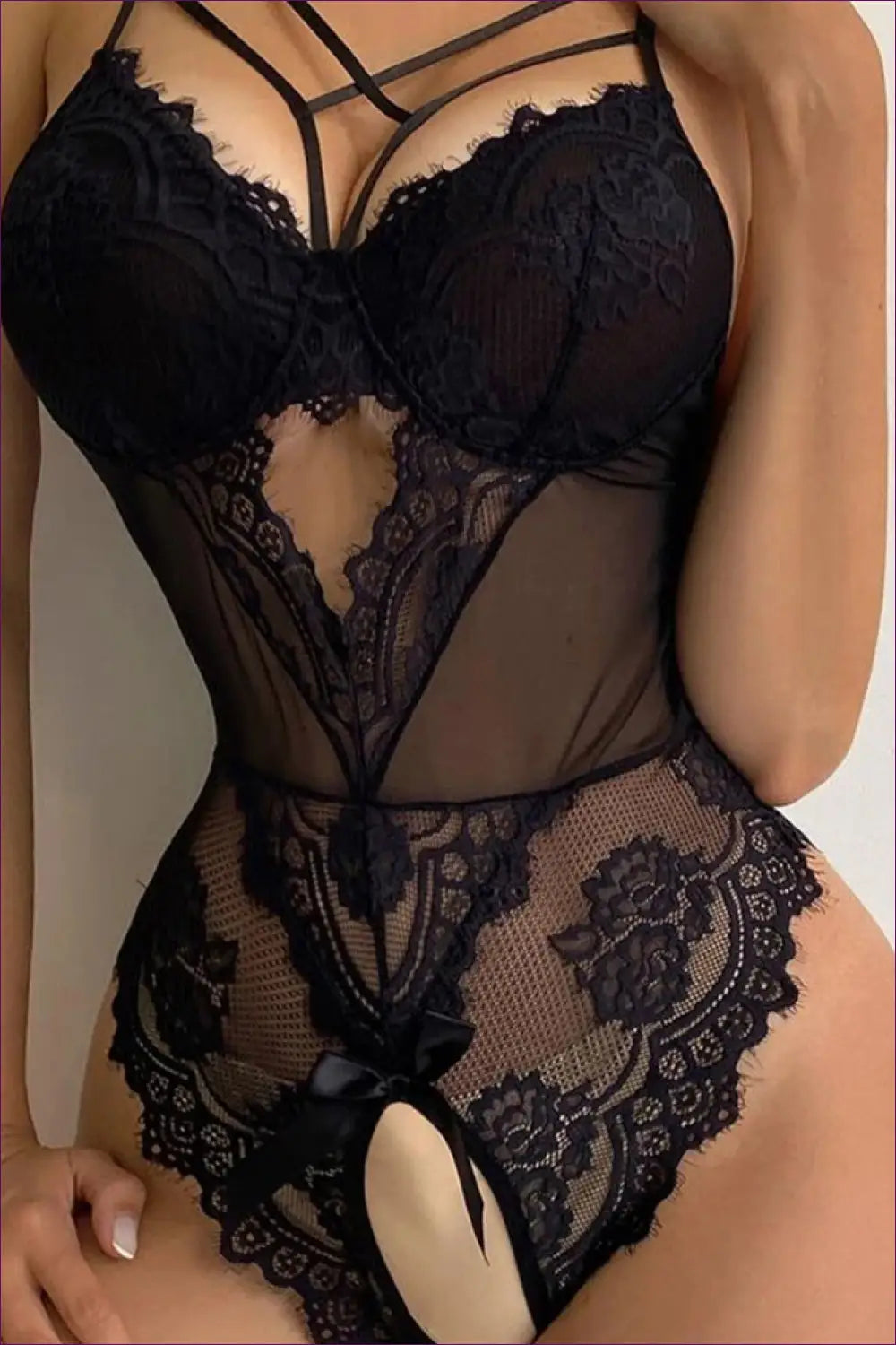 Lace Embroidery Bodysuit - Bold but Wearable - Lingerie - Hut - All Season • Boudoir • Clubwear • Cutout
