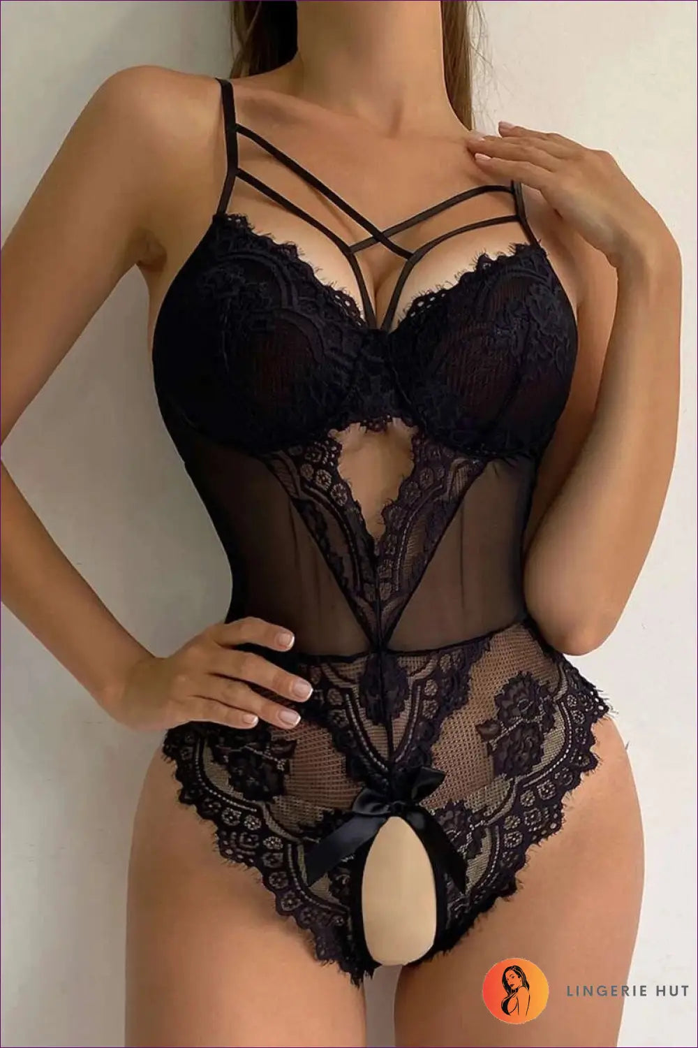 Lace Embroidery Bodysuit - Bold but Wearable - Lingerie - Hut - All Season • Boudoir • Clubwear • Cutout