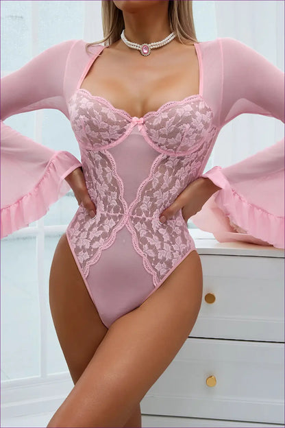 Lace Flared Sleeve Bodysuit - Vintage Romance Edit - Lingerie Hut - Boudoir • Bridal • Cutout • Evening Wear