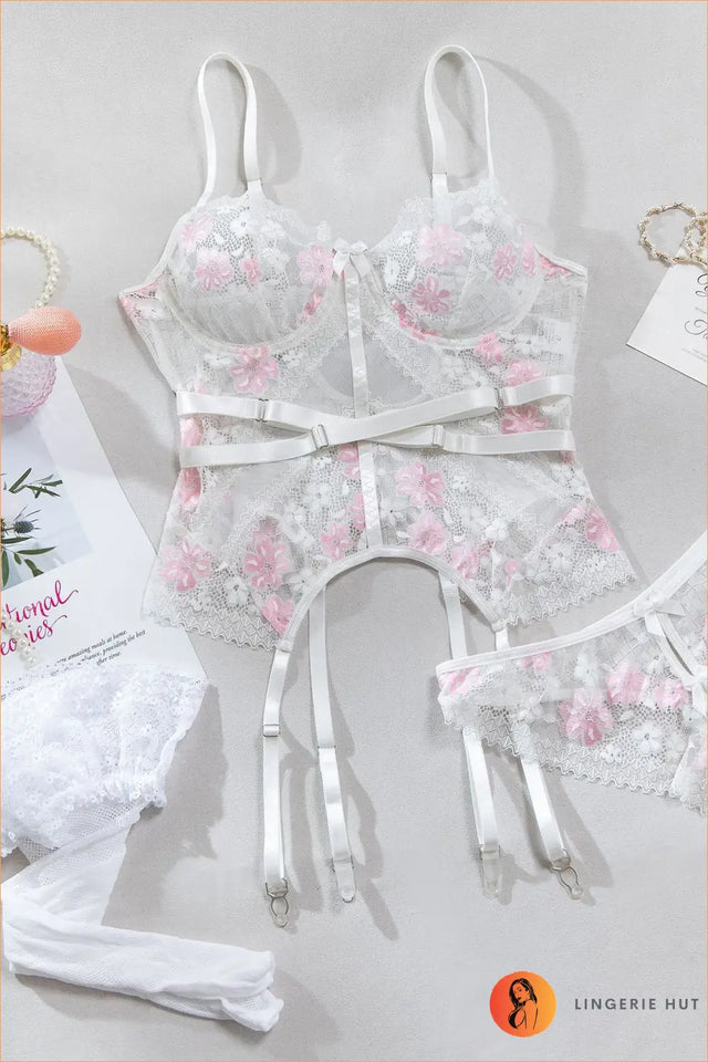 Floral Mesh Teddy with Cutout Detail