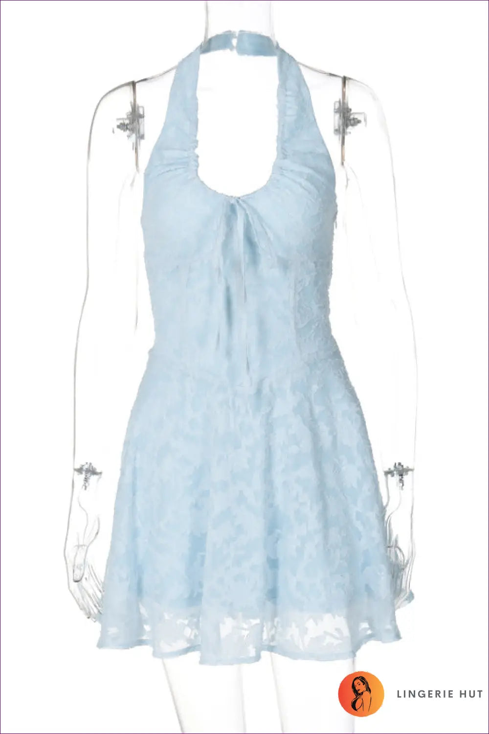 Lace Halter Mini Dress - Effortless Summer Charm - s / Blue - Dresses - Lingerie Hut - A-line • Casual • Everyday