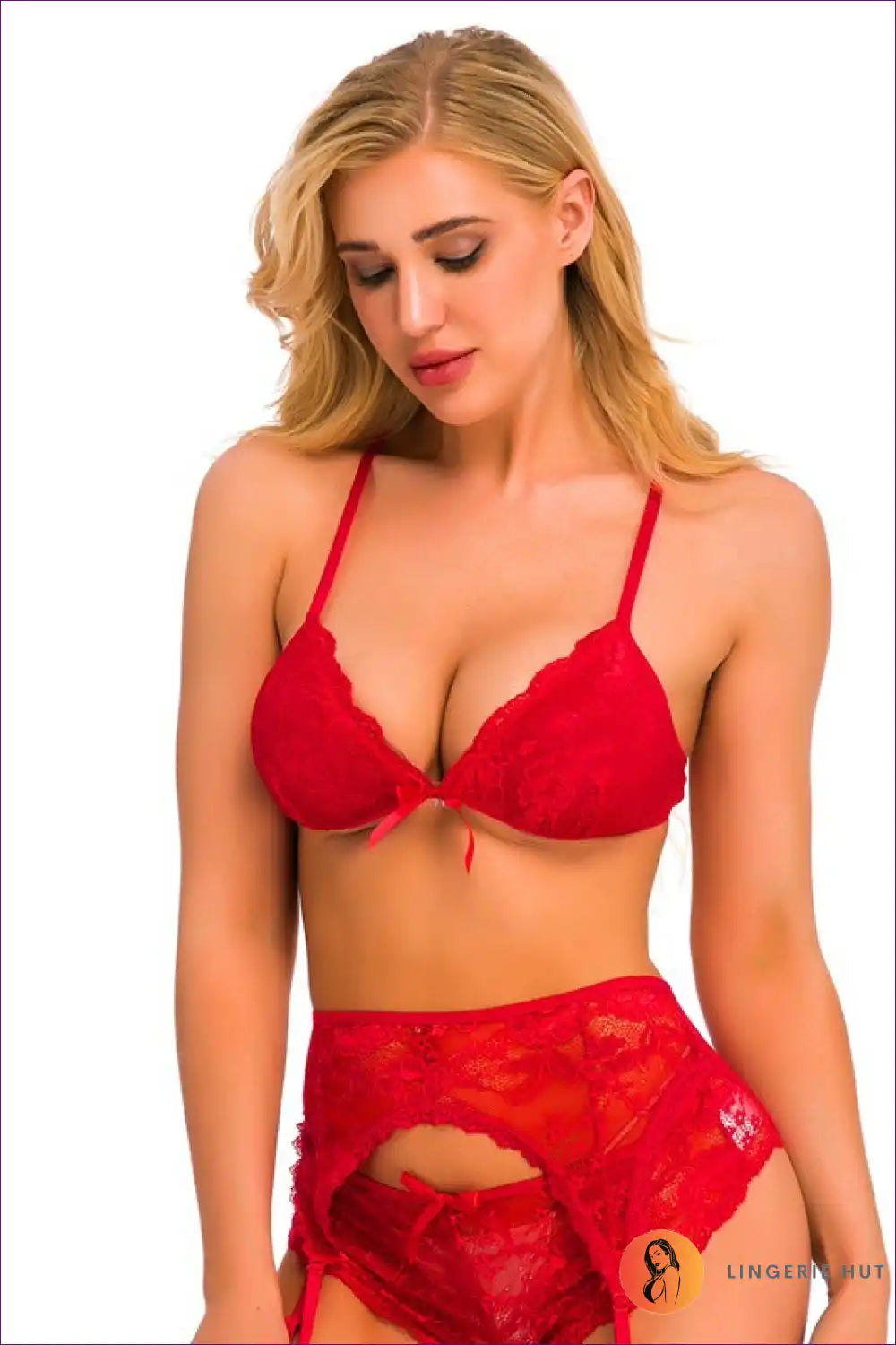 Lace Lingerie Set with Bow Detail - Romantic Evening Ritual for Boudoir, Bra Set, Date Night, Everyday, Garter