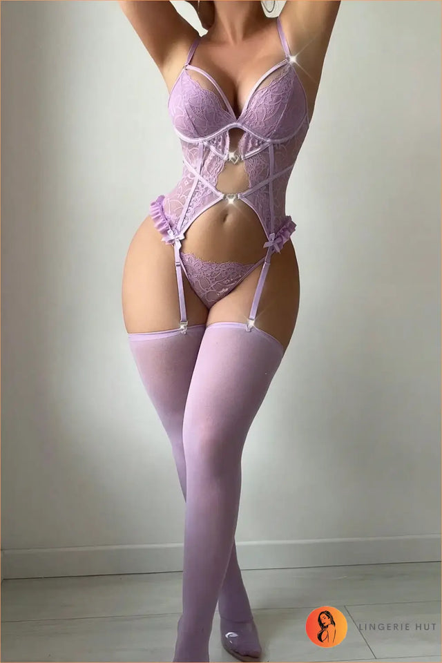 Lace Teddy with Cut-Out Straps - Boudoir Elegance