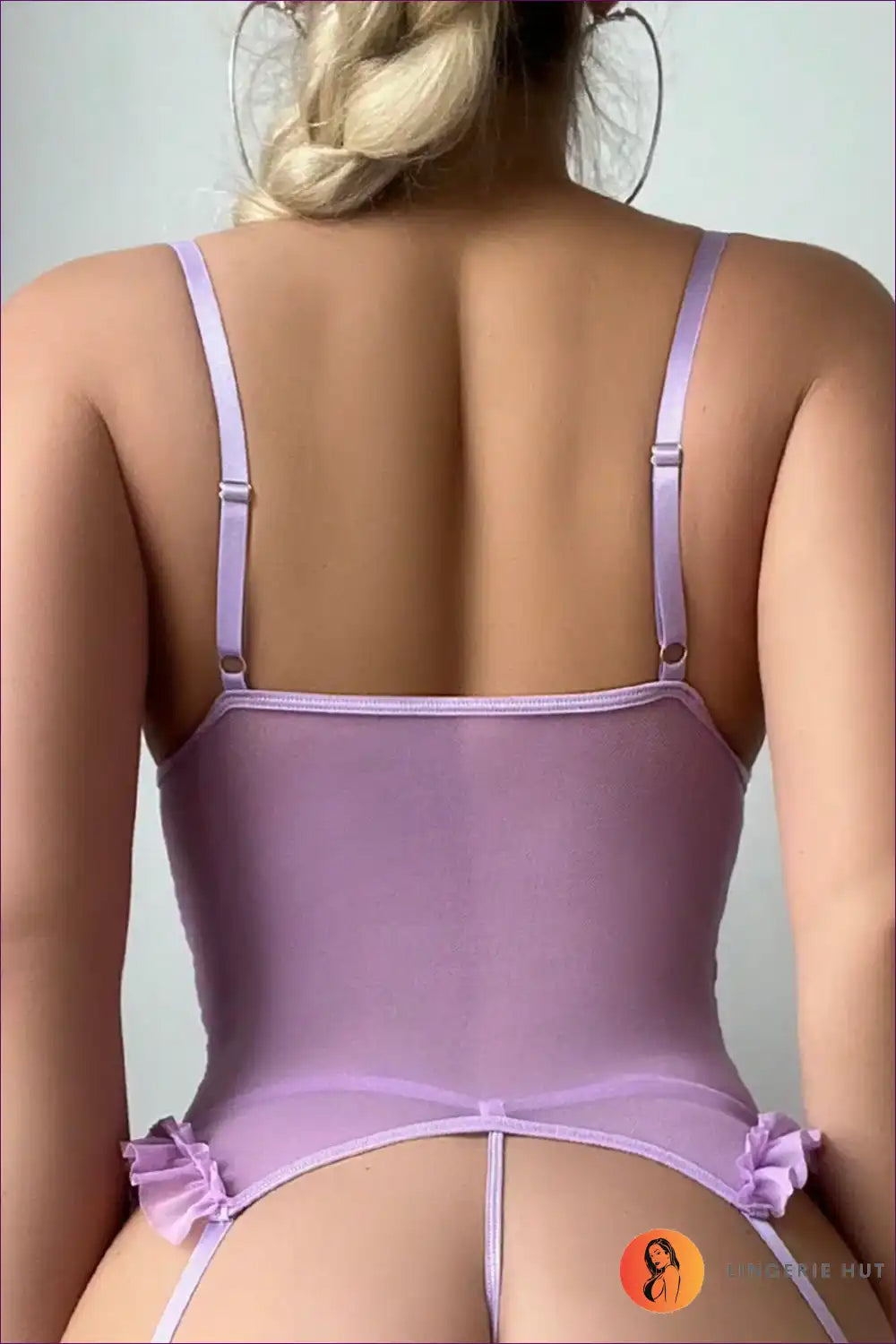 Lace Lingerie Set with Cut-out Straps - Lavender Dreamscape Vibe for Boudoir, Bra Set, Cutout, Everyday,