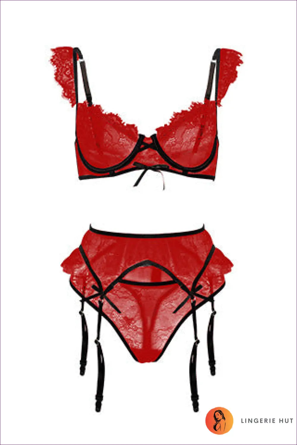 Embrace The Allure With Tantalising Cutouts, Intricate Lace, And a Seductive Tie! This Lingerie Set Redefines