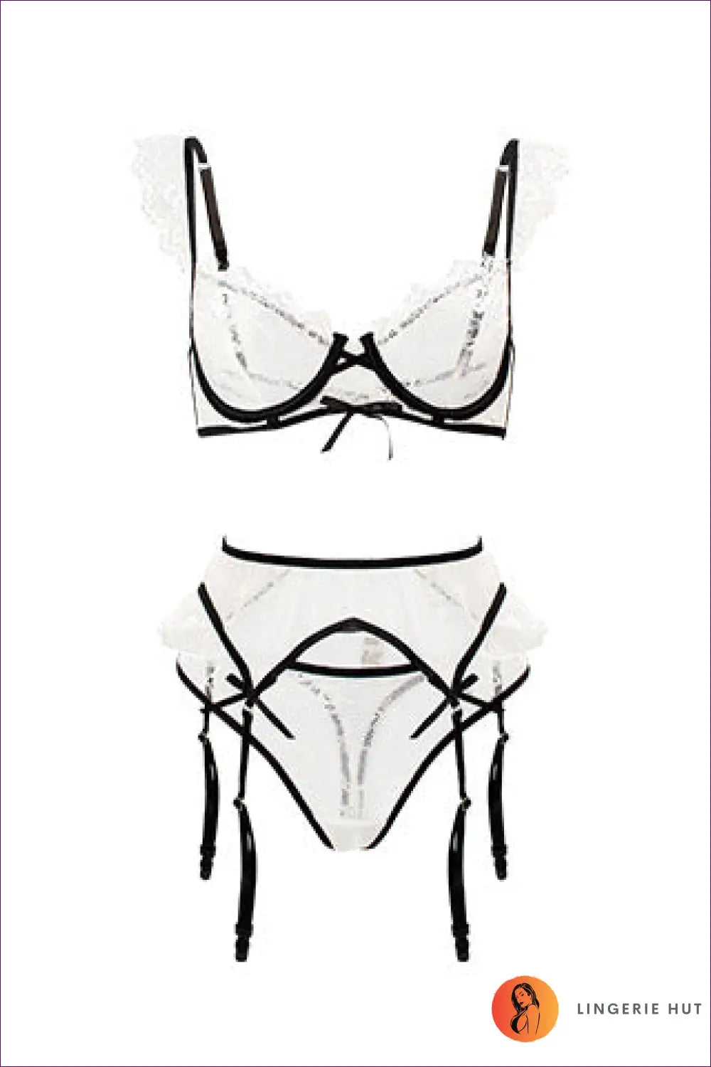 Embrace The Allure With Tantalising Cutouts, Intricate Lace, And a Seductive Tie! This Lingerie Set Redefines