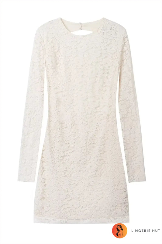 Lace Long Sleeve Mini Dress - Understated Glamour - Xs / Ivory - Dresses - Lingerie Hut - Autumn • Backless • Bodycon