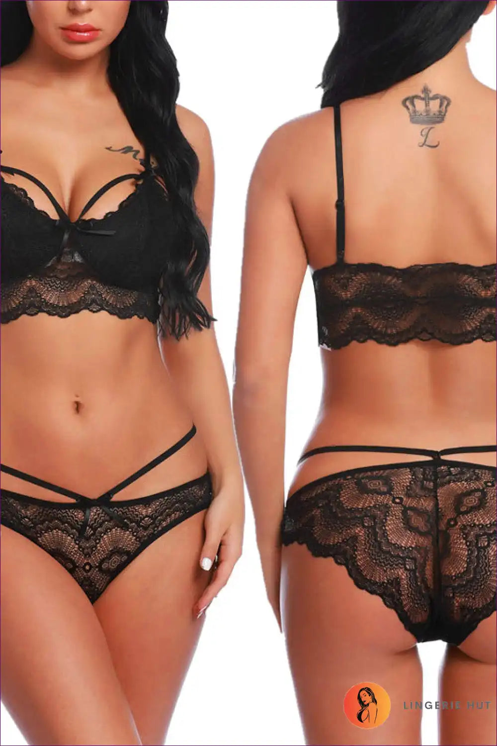 Lace Longline Bra Set with Strappy Panty - Dreamy Bridal Romance for Boudoir, Set, Bridal, Date Night,