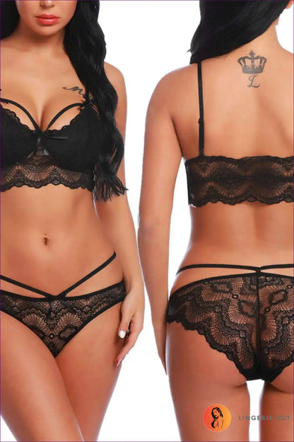 Lace Longline Bra Set with Strappy Panty - Dreamy Bridal Romance for Boudoir, Set, Bridal, Date Night,