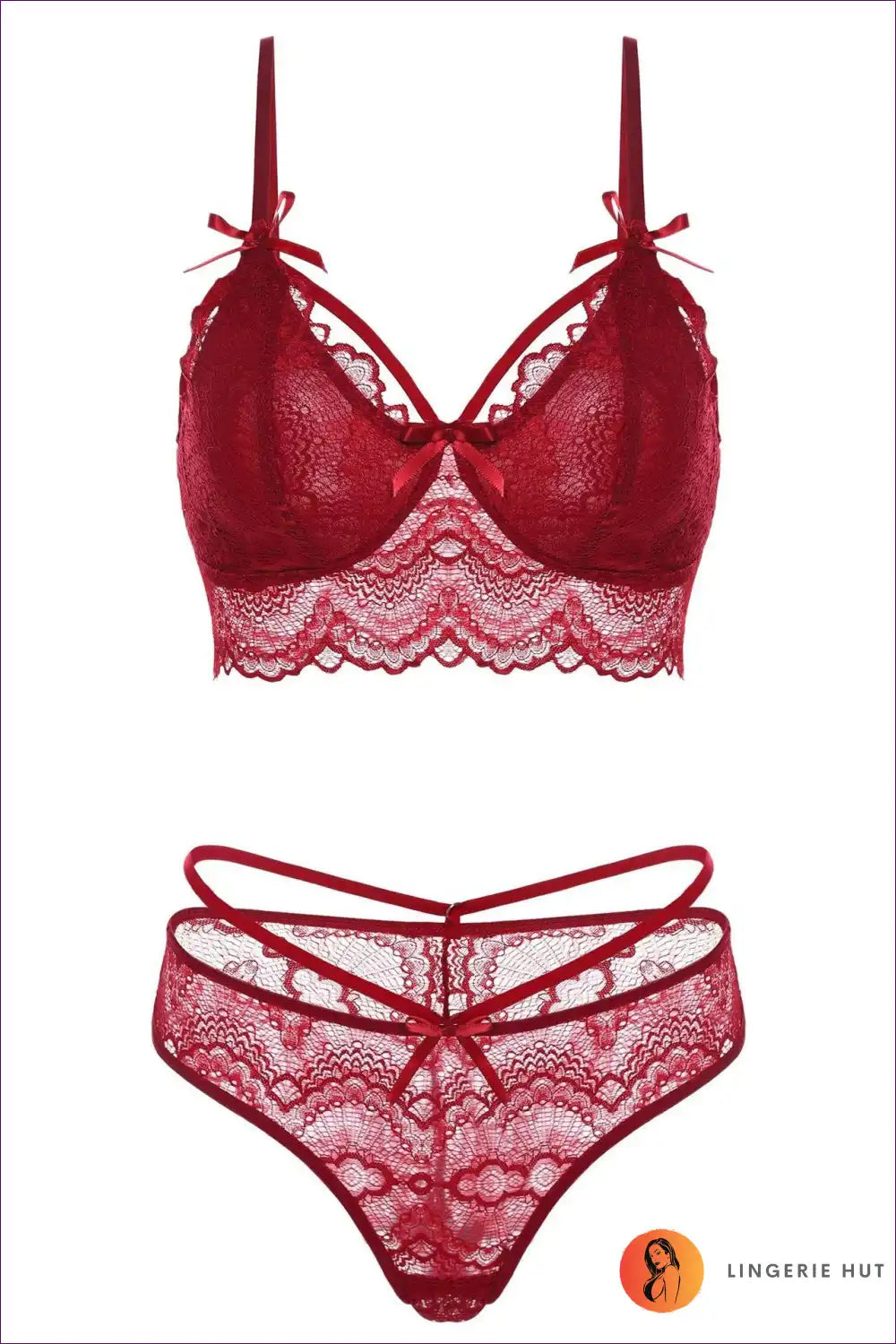 Lace Longline Bra Set with Strappy Panty - Dreamy Bridal Romance for Boudoir, Set, Bridal, Date Night,