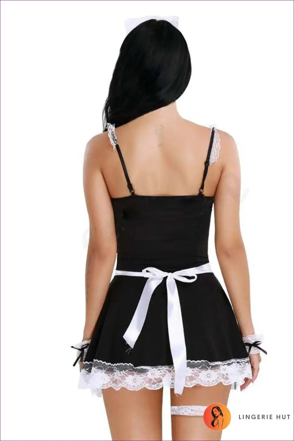 Lace Maid Cosplay with Bow and Lace-up Detail - Seasonal for Costume, Lace, Maid, Party, Polyester