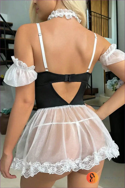 Lace Maid Costume with Corset Waist and Choker - Modern Romance for Boudoir, Choker, Corset, Costume, Floral