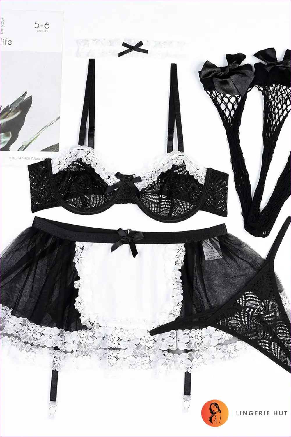 Lace Maid Costume Set - Fantasy Roleplay Ready - s / Black - Costumes - Lingerie Hut - All Season • Boudoir • Date