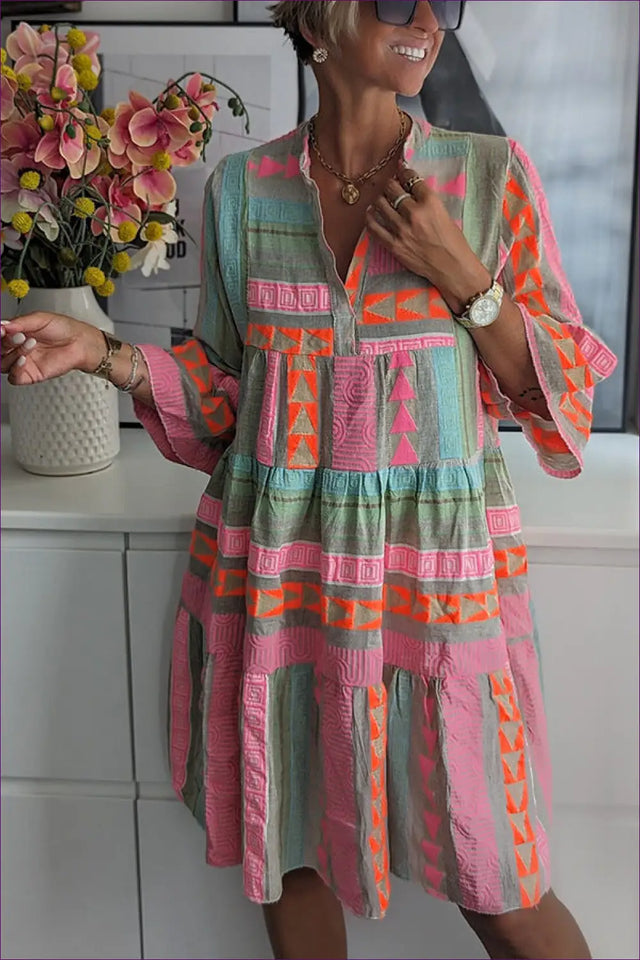 Printed Tiered Mini Dress