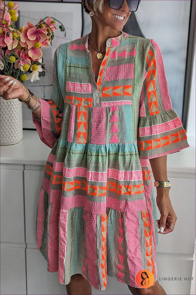 Printed Tiered Mini Dress