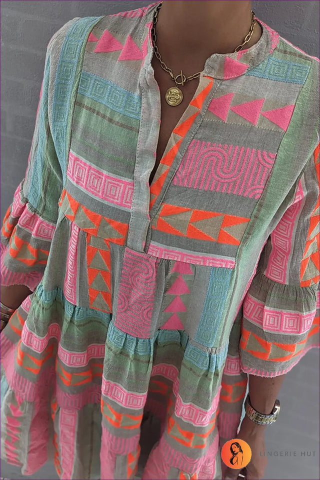 Printed Tiered Mini Dress