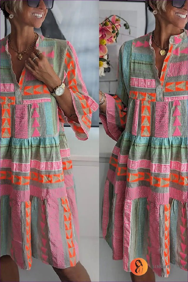 Printed Tiered Mini Dress