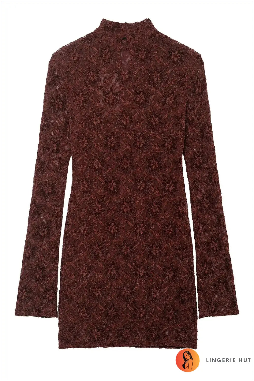 Lace Mini Bodycon Dress with Mock Neck - Understated Glamour - Dresses - Autumn • Casual • Clothing • Lingerie Hut