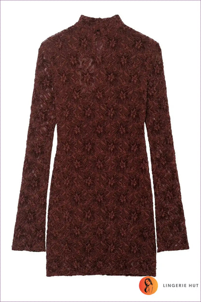 Lace Mini Dress with Mock Neck - Effortless Romance for Autumn, Bodycon, Dress, Dresses, Everyday