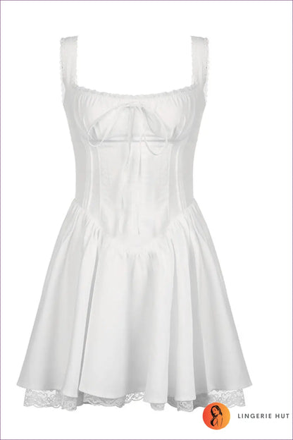 Lace Mini A-line Dress - Understated Glamour - s / White - Dresses - Lingerie Hut - All Season • Halter