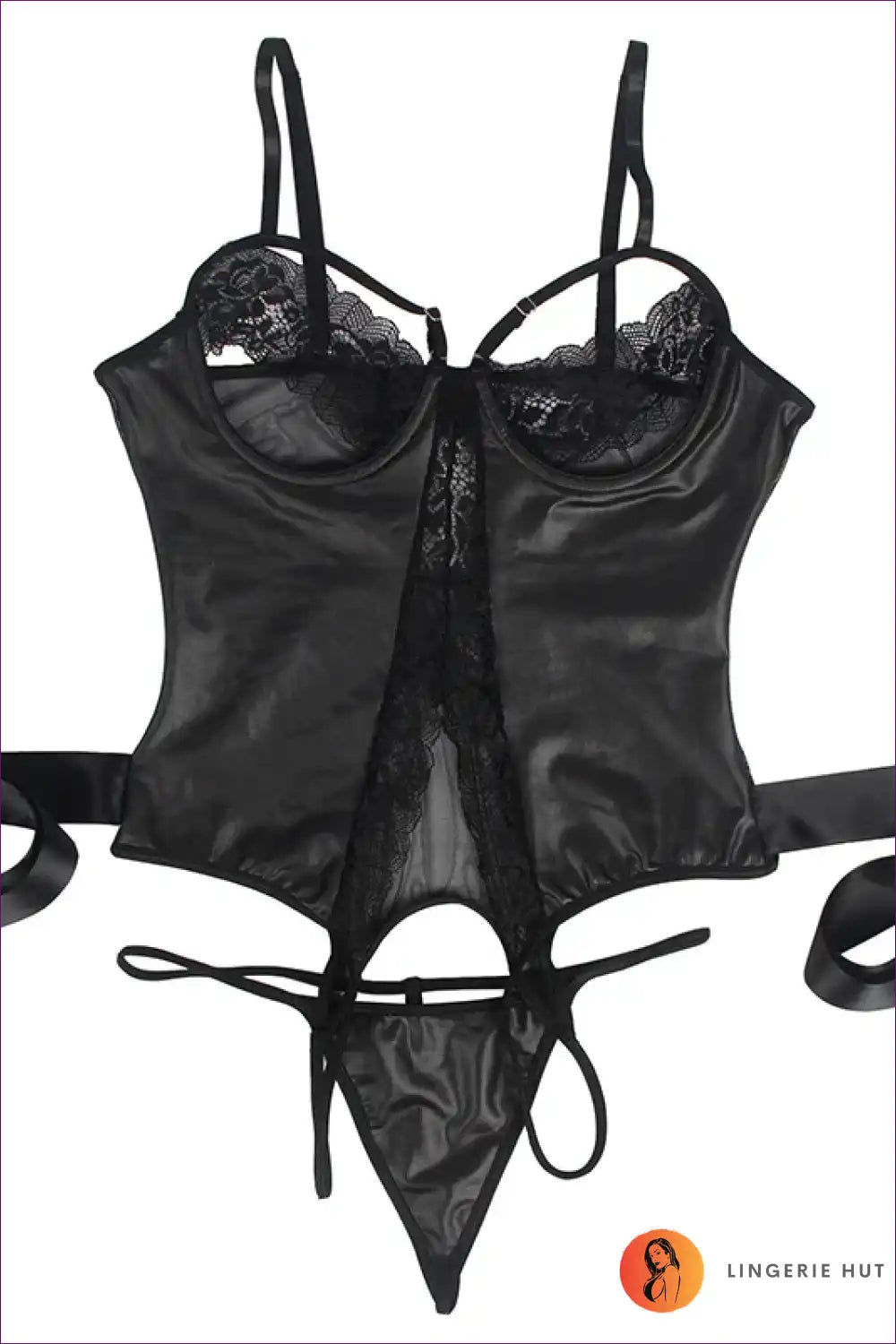 Lace Panel Bodysuit with Open Cups - Bedroom Confidence for Bodysuit, Boudoir, Cutout, Date Night, Evening