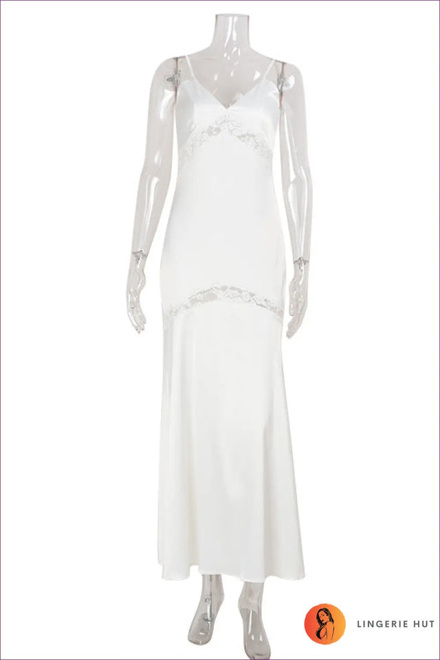 Lace Satin Maxi Dress - Understated Evening Glamour