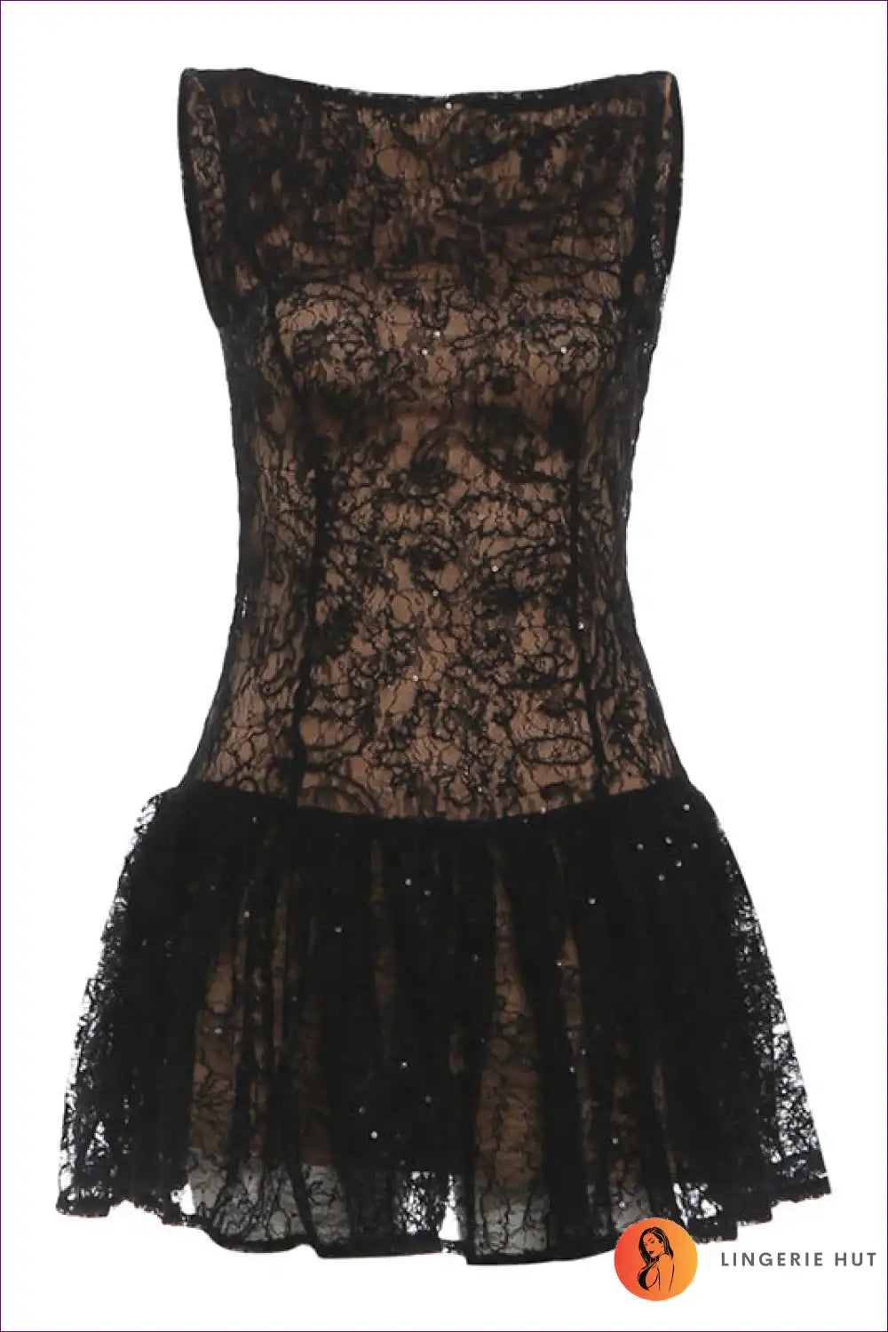 Lace Skater Mini Dress with 3d Floral Detail - Daytime Chic for A-line, Casual, Dresses, Floral,