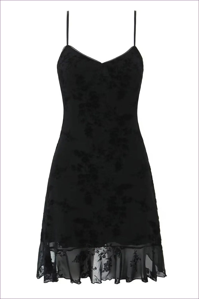 Lace Slip Mini Dress with Embroidery - Effortless Elegance