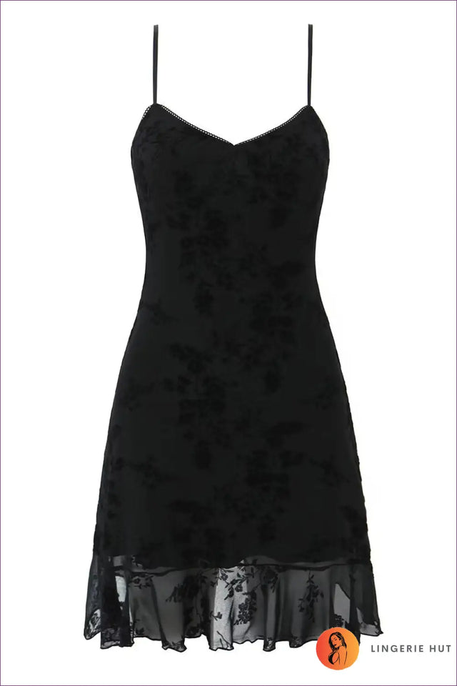 Lace Slip Mini Dress with Embroidery - Effortless Elegance