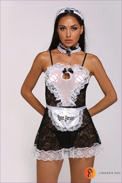 Lace Transparent Cosplay Maid Dress for Night Club Parties Boudoir, Clubwear, just In, Lace,