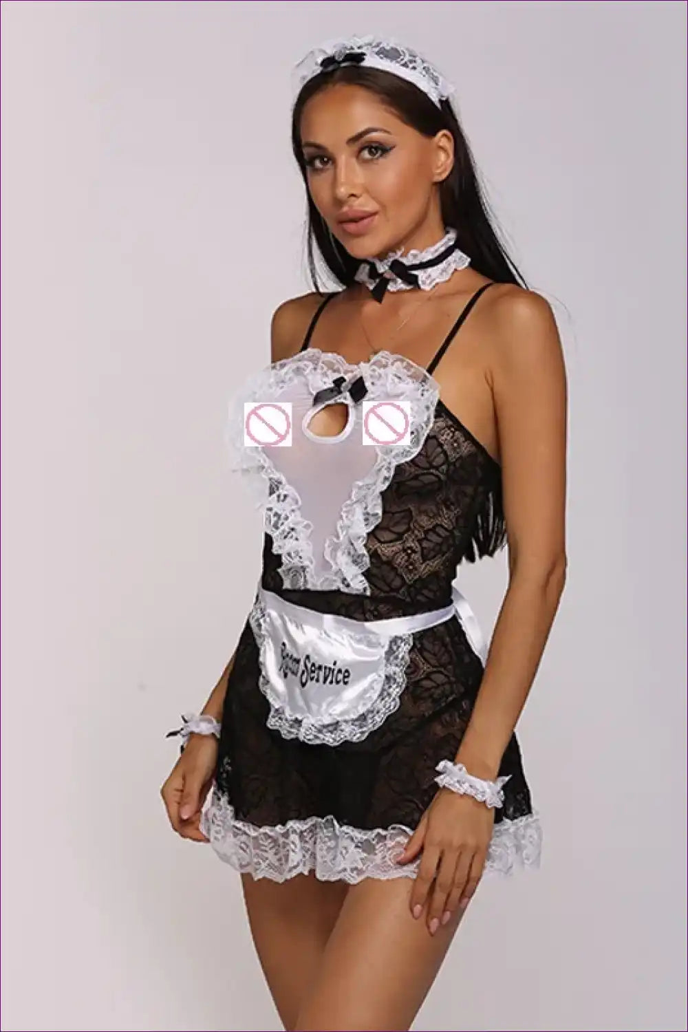 Lace Transparent Cosplay Maid Dress for Night Club Parties Boudoir, Clubwear, just In, Lace,