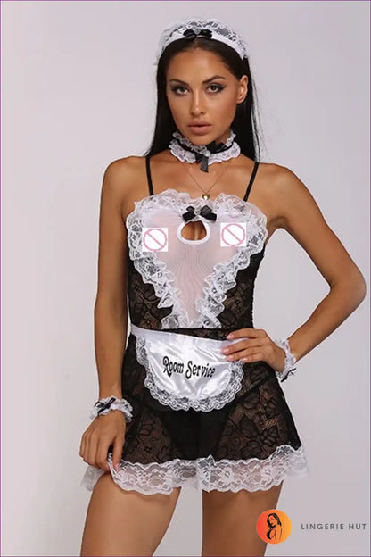 Lace Transparent Cosplay Maid Dress for Night Club Parties Boudoir, Clubwear, just In, Lace,