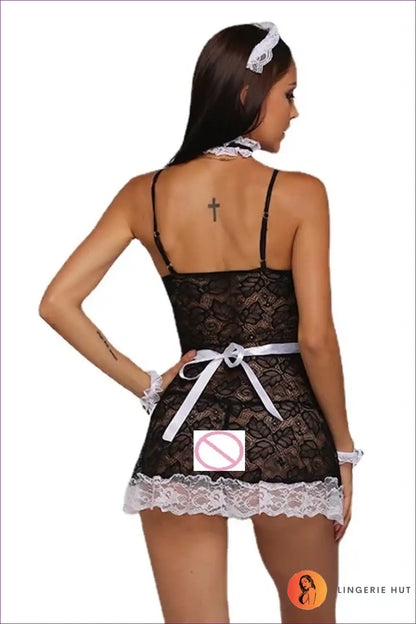 Lace Transparent Cosplay Maid Dress for Night Club Parties Boudoir, Clubwear, just In, Lace,