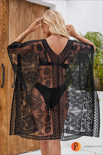 Lace Trim Beach Cover Up Blouse - Cool Boho Ease - Dresses - Lingerie Hut - Beachwear • Casual