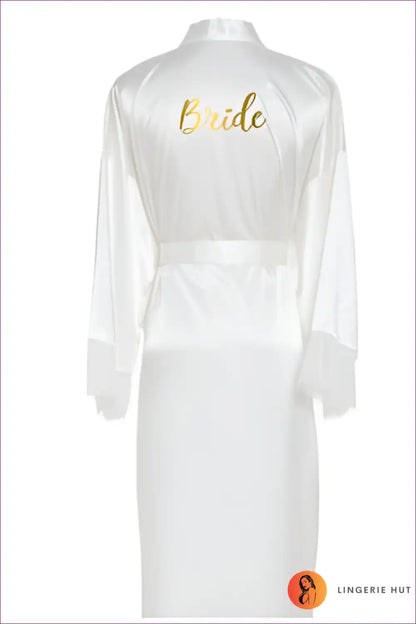 Make Your Wedding Night Unforgettable With Our Lace Trim Belted Wedding Nightgown. Delicate Lace Trim, Satin,