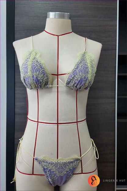 Lace Trim Bikini with Ruched Cups - Honeymoon Edit - s / Yellow - Lingerie Hut - Beachwear • Glamour • Lace