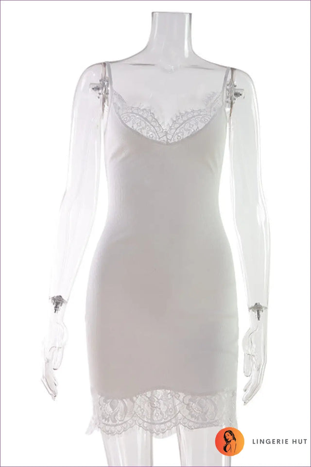 Lace Trim Bodycon Mini Dress - Effortless Summer Glamour