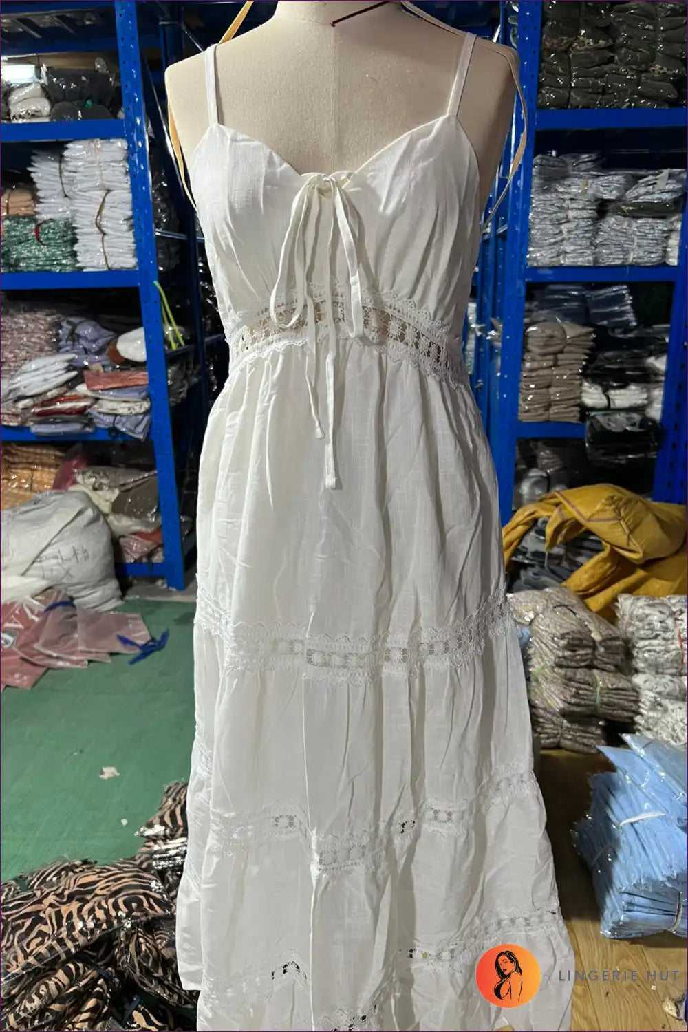 Lace Trim Cami Midi Dress - Bohemian Summer Romance for Boho, Casual, Dress, Everyday,