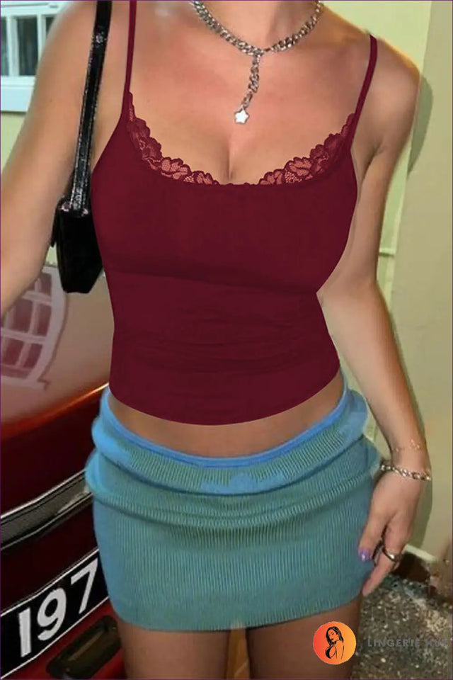 Lace Trim Crop Top - Effortless Day-to-Night Style