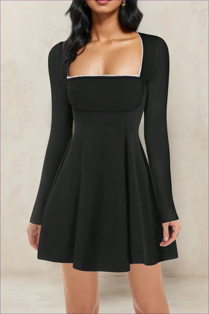 Lace Trim A-line Mini Dress - Effortless Everyday Elegance - Dresses - A-line Dress • All Season • Autumn • Casual