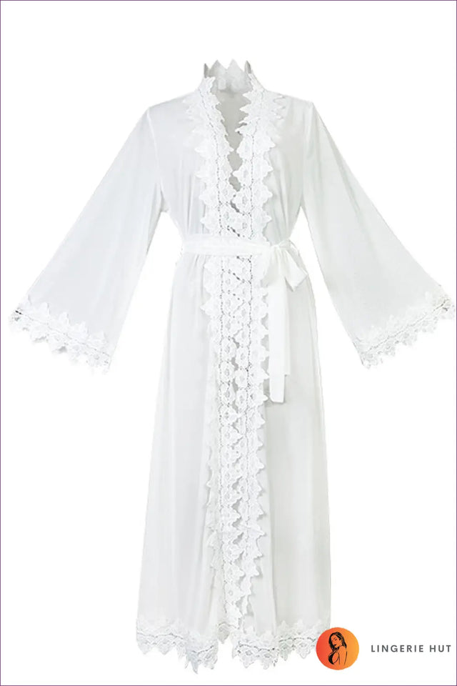Lace Trim Pyjama With Robe Set - The Honeymoon Edit