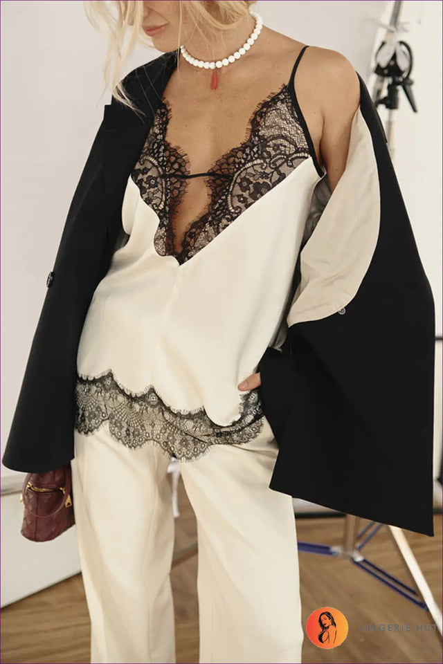 Lace Trim Satin Cami Top - Effortless Day to Night Layering