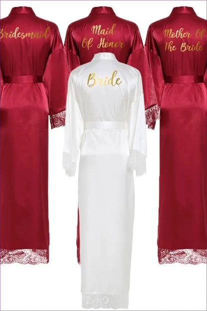 Lace Trim Satin Robe - the Honeymoon Edit - Robes - Lingerie Hut - All Season • Bridal • Glamour • Lace