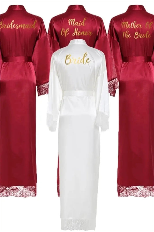 Lace Trim Satin Robe - the Honeymoon Edit - Robes - Lingerie Hut - All Season • Bridal • Glamour • Lace