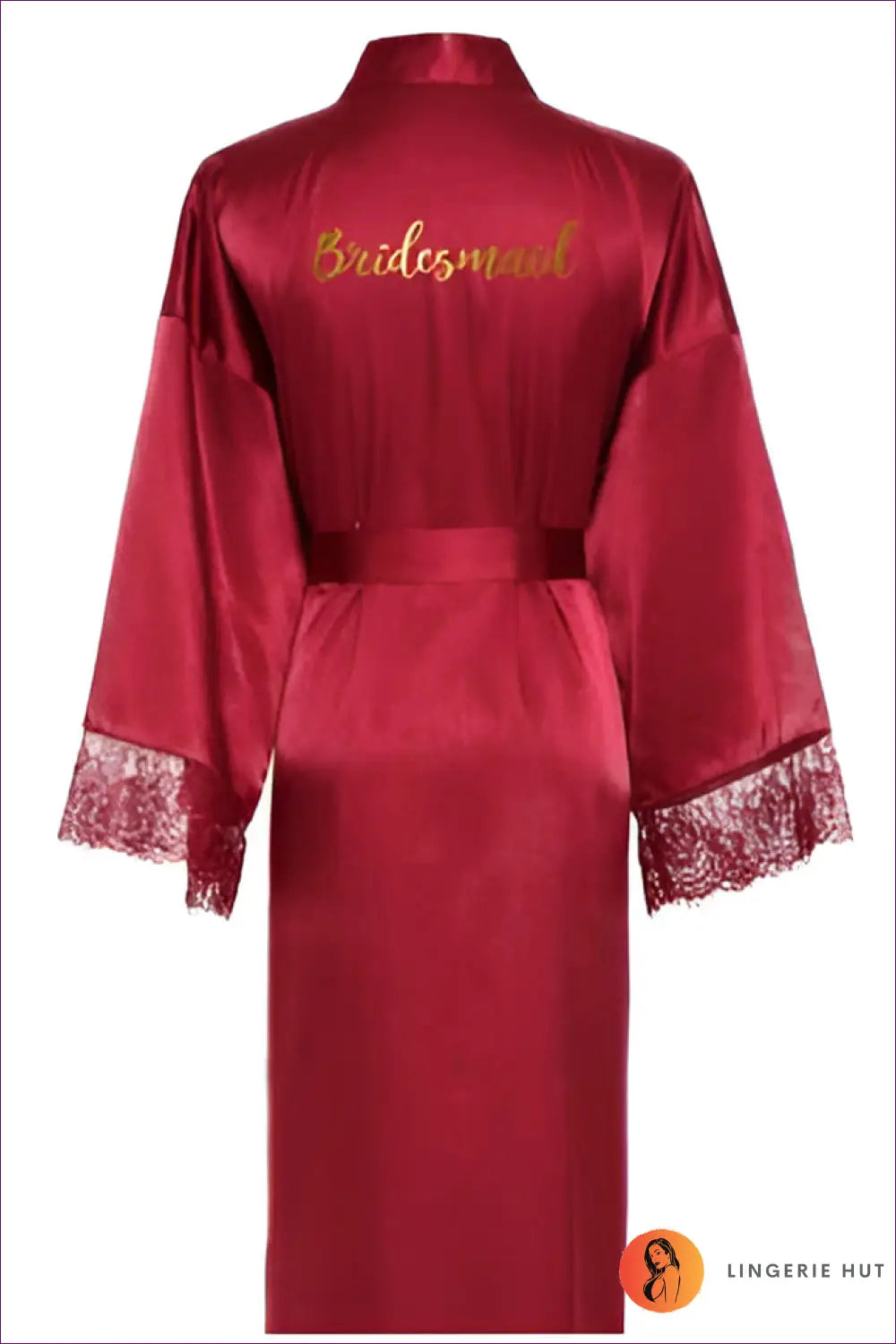 Lace Trim Satin Robe - the Honeymoon Edit - Bridesmaid / s - Robes - Lingerie Hut - All Season • Bridal • Glamour • Lace